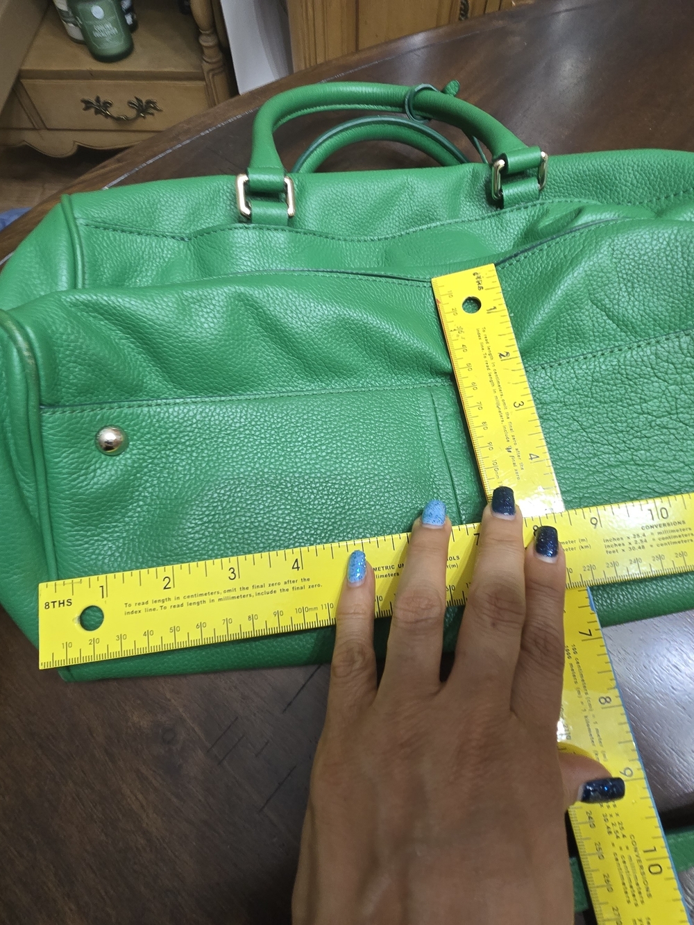 Green Leather Satchel Handbag - Unbranded - Picture 4 of 16
